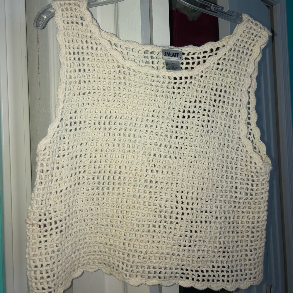 A knitted swimsuit cover up.